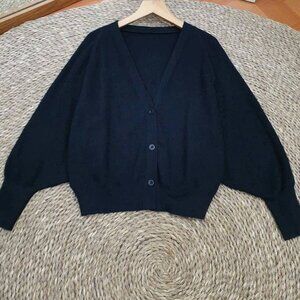 🖤 Black V-Neck Oversized Button Knit Cardigan